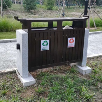 北京海淀公園采購LERUN LR2073定制公園分類果皮桶