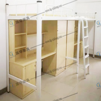 東莞公寓床廠家學(xué)生公寓床宿舍床上床下桌組合床帶衣柜書桌鐵床