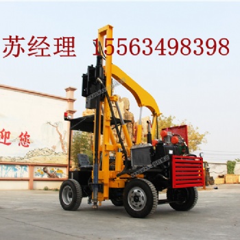 一天能打500根樁恒旺小四輪公路護(hù)欄打樁機(jī)