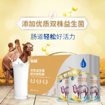 新疆伊犁昭蘇縣駱駝奶粉廠家-全國招商，初乳益生菌配方駝奶粉300克罐裝工廠直供