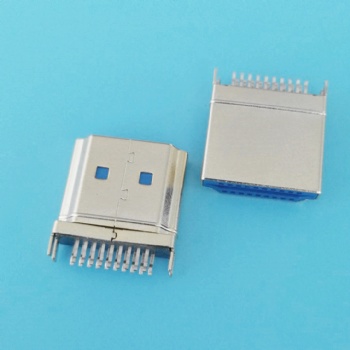 HDMI 19P-A型夾板公頭 夾板1.2 鐵殼鍍金 藍(lán)膠 HDMI音頻高清接口