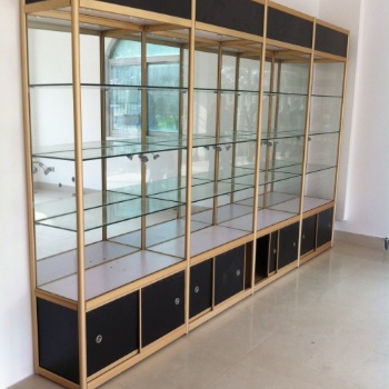 樣品柜辦公室產品化妝品展示柜商業(yè)玻璃展柜定做鈦合金展示架