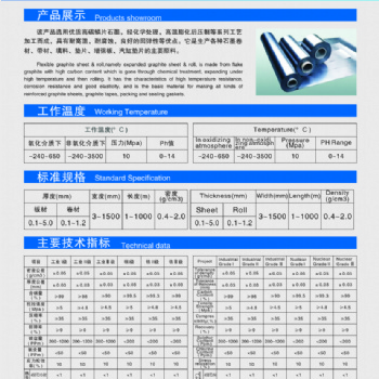 柔性石墨板（卷）材主要用于生產各種氣缸墊片.高強度墊片.及各類管道.法蘭墊片