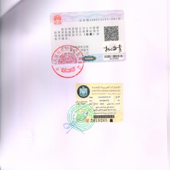 阿聯(lián)酋自由銷售證書大使館蓋章提供材料