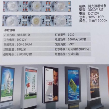 雙面發(fā)光廣告燈箱燈條LED透鏡3030對打光展柜高亮訂制側(cè)光源DC12V
