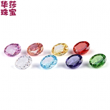 現(xiàn)貨批發(fā)**級彩色橢圓形鋯石配件 冰花切鋯石/高碳鉆DIY飾品配件
