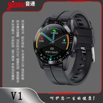 音速V1藍(lán)牙通話智能手環(huán)心率血壓本地音樂(lè)播放50米防水智能手表